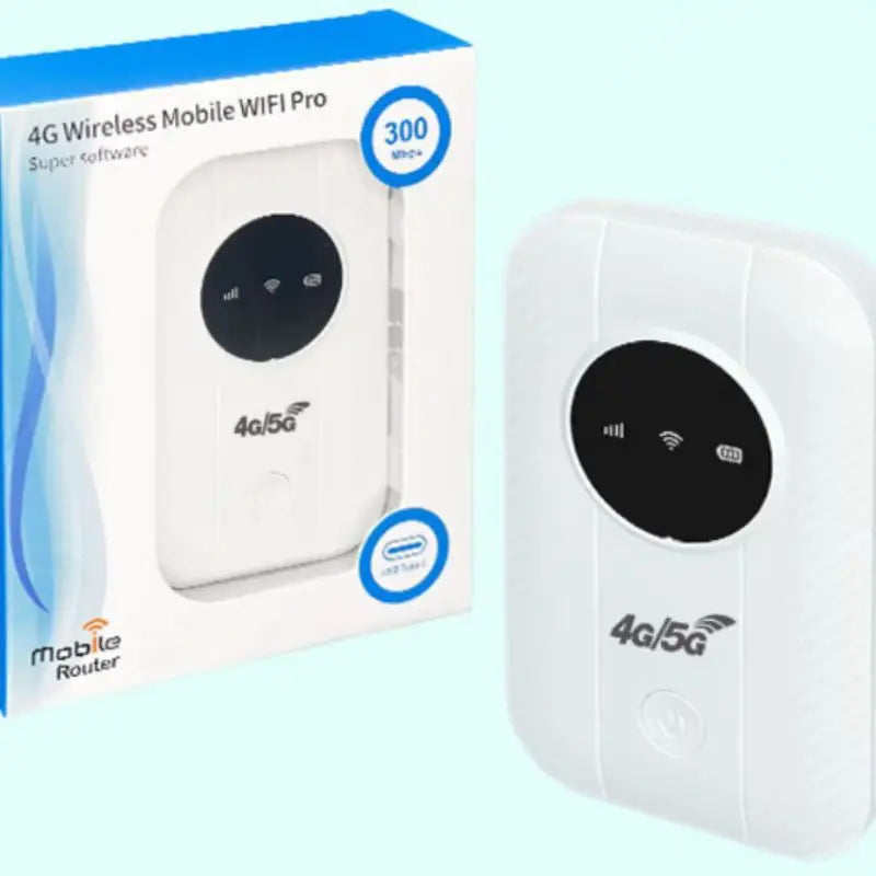 White BACKUPMYFILESNOW.COM® Novel WiFi Link Free Router for unlimited satellite internet, high-speed smart router requiring a SIM card.