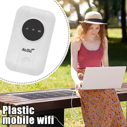 White BACKUPMYFILESNOW® Novel WiFi Link Free Router for unlimited satellite internet, high-speed smart router requiring a SIM card.