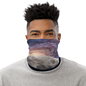 White all-over print neck gaiter by BACKUPMYFILESNOW.COM®, versatile face covering with colorful pattern design.