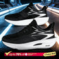 Men's breathable lightweight running shoes by BackupMyFilesNow.com with orange accents, nonskid soles, ideal for marathon training.
