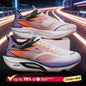 Men's lightweight breathable running shoes by BackupMyFilesNow.com, white and orange athletic sneakers with non-skid soles.