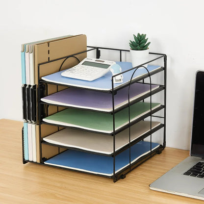 White Paper File Holder for office desktop, multi-layer document organizer and storage box for files and archives.
