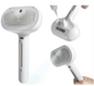 White pet hair spray brush by BackupMyFilesNow.com with a handle and bristles designed to remove pet hair effectively.
