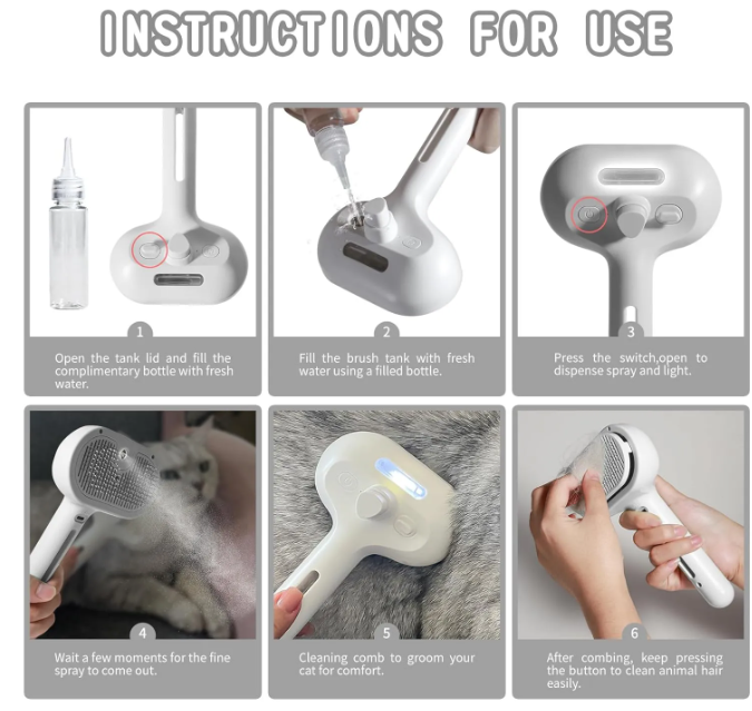 White pet hair spray brush from BackupMyFilesNow.com designed to remove pet hair from furniture and clothing.