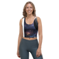 White all-over print crop top by BACKUPMYFILESNOW.COM® featuring bold graphic designs, fitted style, and short cropped length.