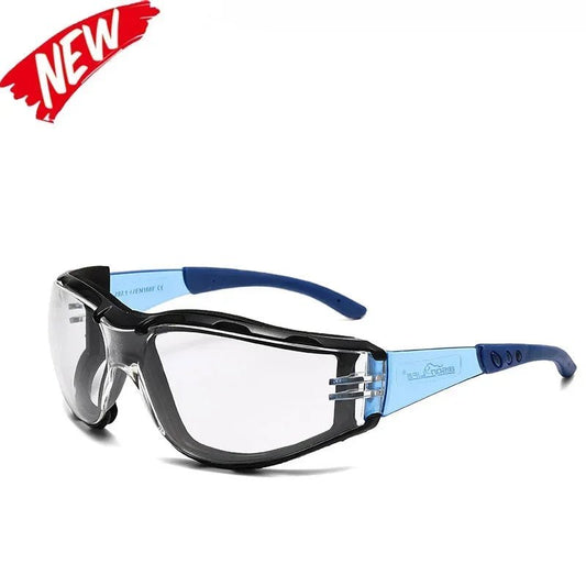 White safety goggles with soft foam gasket, designed for sports, woodworking, lab, and outdoor protection.
