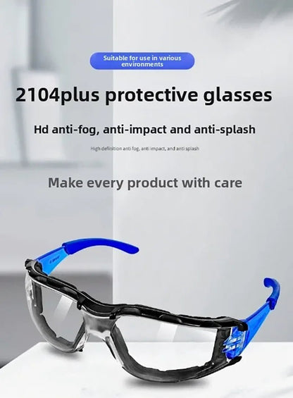 White safety goggles with soft foam gasket for eye protection during shooting, woodworking, lab work, industry, or outdoor sports.