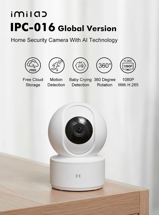 White BackupMyFilesNow.com smart security camera with wide-angle lens and sleek design for home surveillance.