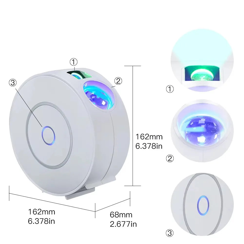 White BACKUPMYFILESNOW® Smart Star Projector with remote, HD lens, and premium ABS build for bedroom or game room star lighting.