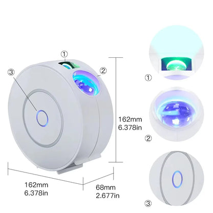 White BACKUPMYFILESNOW® Smart Star Projector with remote, HD lens, and premium ABS build for bedroom or game room star lighting.