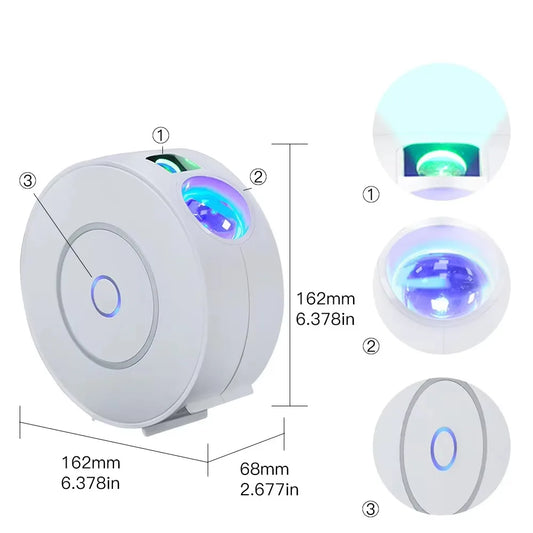 White BACKUPMYFILESNOW® Smart Star Projector with remote, HD lens, and premium ABS build for bedroom or game room star lighting.