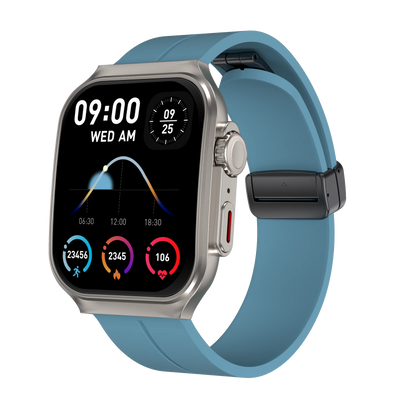 White BackupMyFilesNow smart watch with 2.01-inch curved AMOLED screen, 120+ sports modes, flexible design, and long battery life.