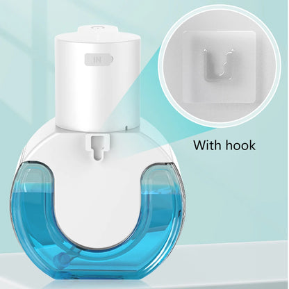 White touchless automatic foam soap dispenser for bathroom, made of high-quality ABS, with smart operation and USB charging.