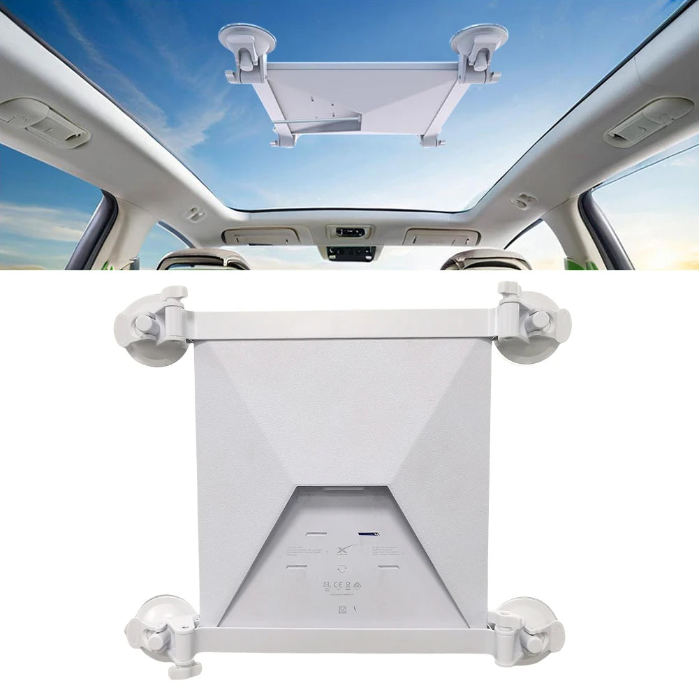Starlink Mini Car Mount Kit with suction cup bracket for sunroof, flexible adjustment, compatible with satellite internet setup.