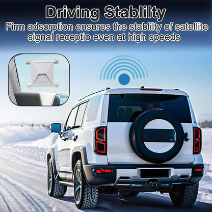 Starlink Mini Car Mount Kit with suction cup and flexible adjustment for secure satellite antenna attachment to sunroof or car window.