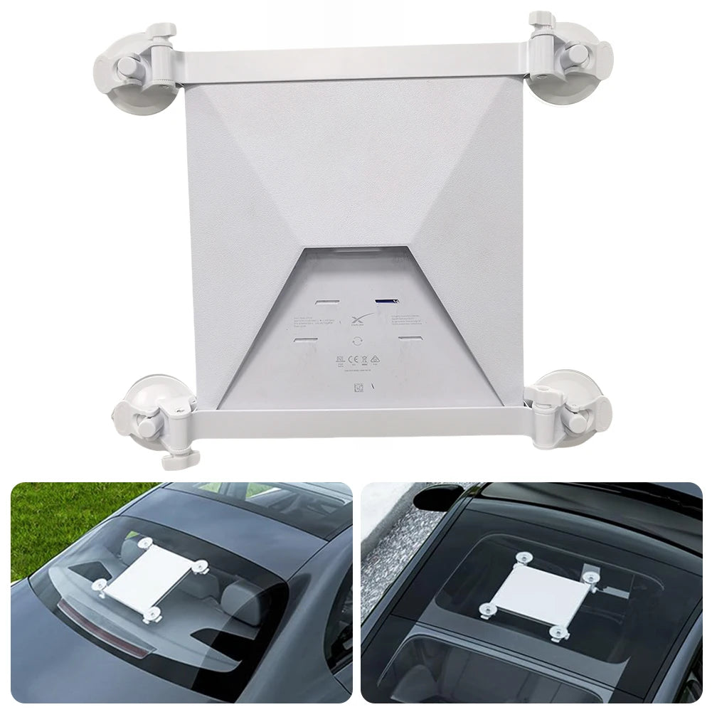 Starlink Mini Car Mount Kit with suction cup and adjustable satellite bracket, designed for secure vehicle installation.