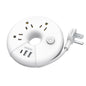 White NTONPOWER travel power strip with 3 outlets and 3 USB ports, portable desktop charging station with 3ft extension cord.