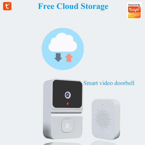 Wireless WiFi doorbell with visual door viewer and long standby video door phone, featuring free cloud storage from BackupMyFilesNow.com.