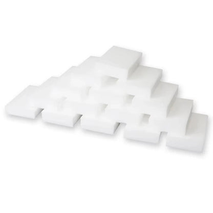 Set of 100 white melamine sponge erasers for cleaning cars, kitchens, offices, and bathrooms, each 10x6x2cm.