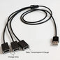 White 3-in-1 USB extension cable with fast charging and splitter features, includes USB male to female adapter for versatile device connection.
