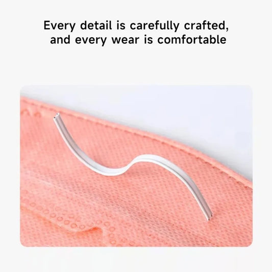 White V-face KN95 face masks with 4-layer design, independent packaging, disposable protective gear for dust and airborne particles.