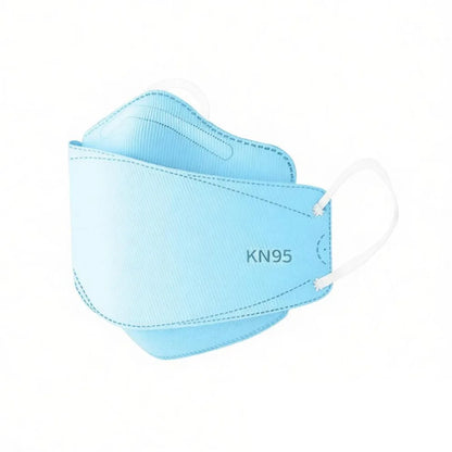 White V-face KN95 face masks with 4-layer design, disposable, protective gear, anti-dust, in independent packaging for men and women.
