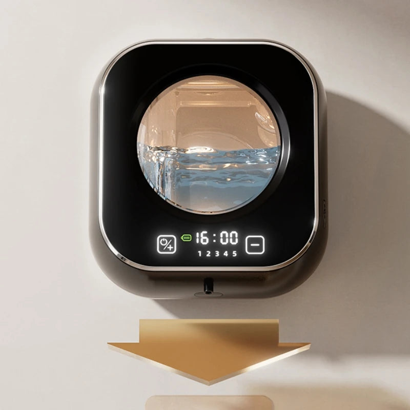 White wall-mounted automatic soap dispenser with large capacity, rechargeable sensor, LED indicator, ideal for kitchen cleaning.