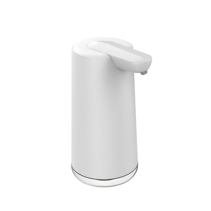 White plastic touchless automatic hand sanitizer and foam soap dispenser, ideal for kitchen use, by BackupMyFilesNow.com.