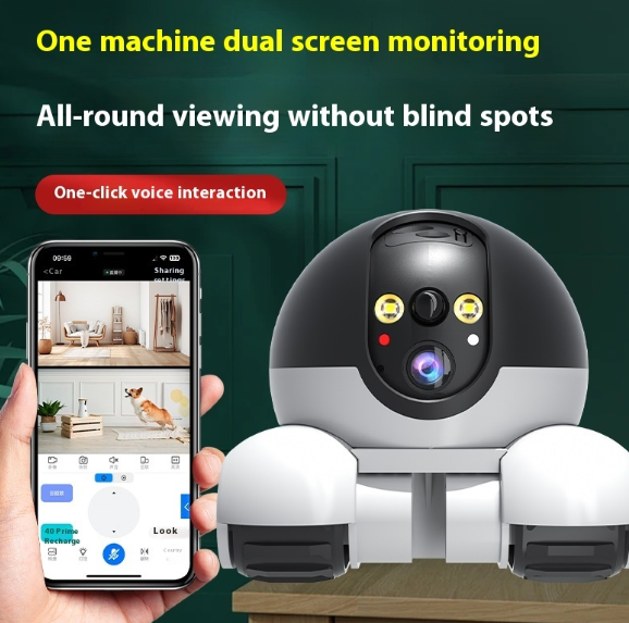 Wireless Smart 360° HD Dual Lens Security Camera from BackupMyFilesNow.com with white exterior and wide-angle surveillance view.