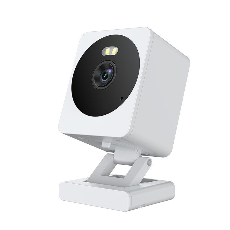 Wireless smart home security camera system in white with multiple cameras and mounting brackets for home surveillance.