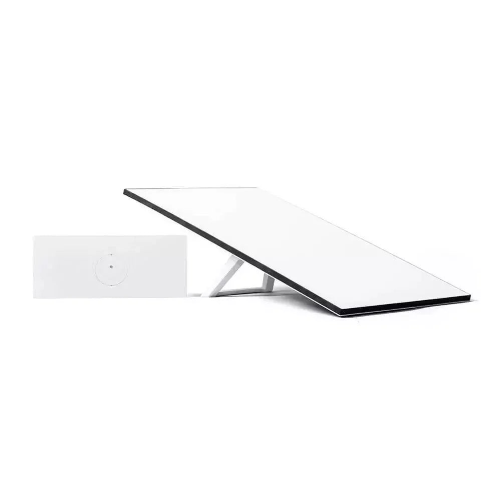 Portable fourth-generation Starlink satellite internet kit with phased array antenna, featuring compact design and white color.