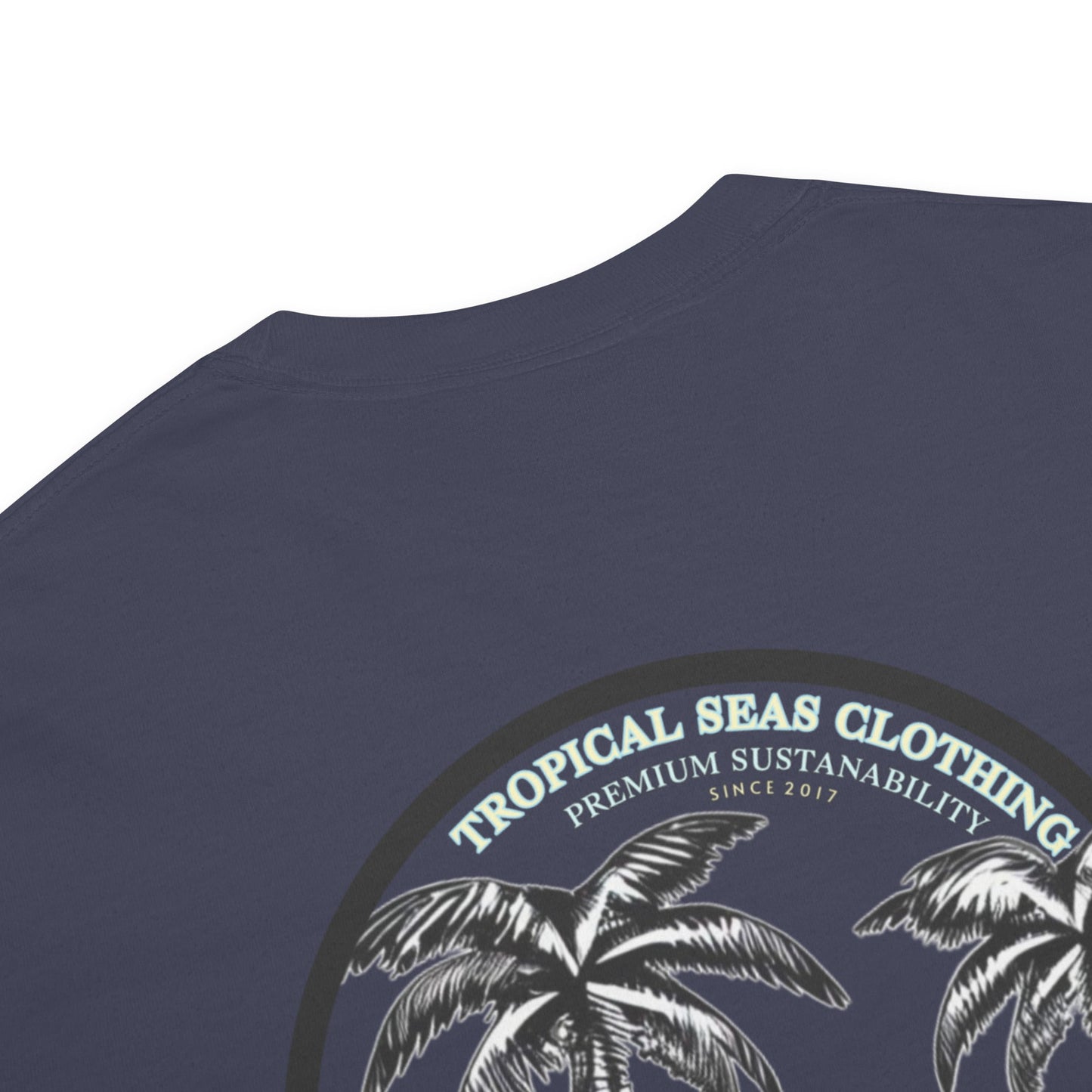 Men’s Island Time Heavyweight T-Shirt from BACKUPMYFILESNOW.COM® showing the front view in black fabric.