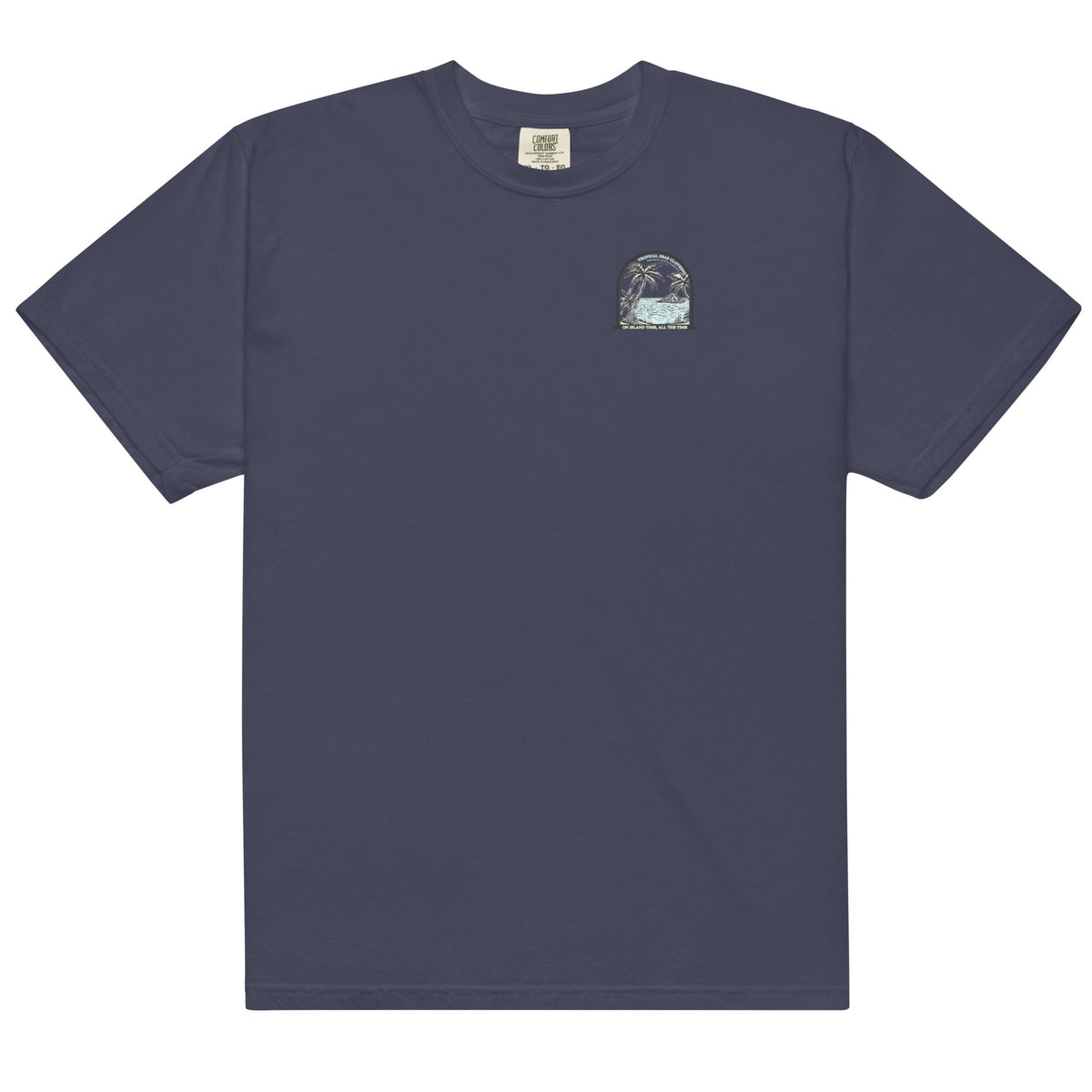 Men’s Island Time Heavyweight T-Shirt by BACKUPMYFILESNOW.COM® featuring a casual design and comfortable fit.