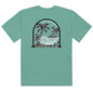 Men’s Island Time Heavyweight T-Shirt by BACKUPMYFILESNOW.COM® featuring a tropical island graphic on black cotton fabric.