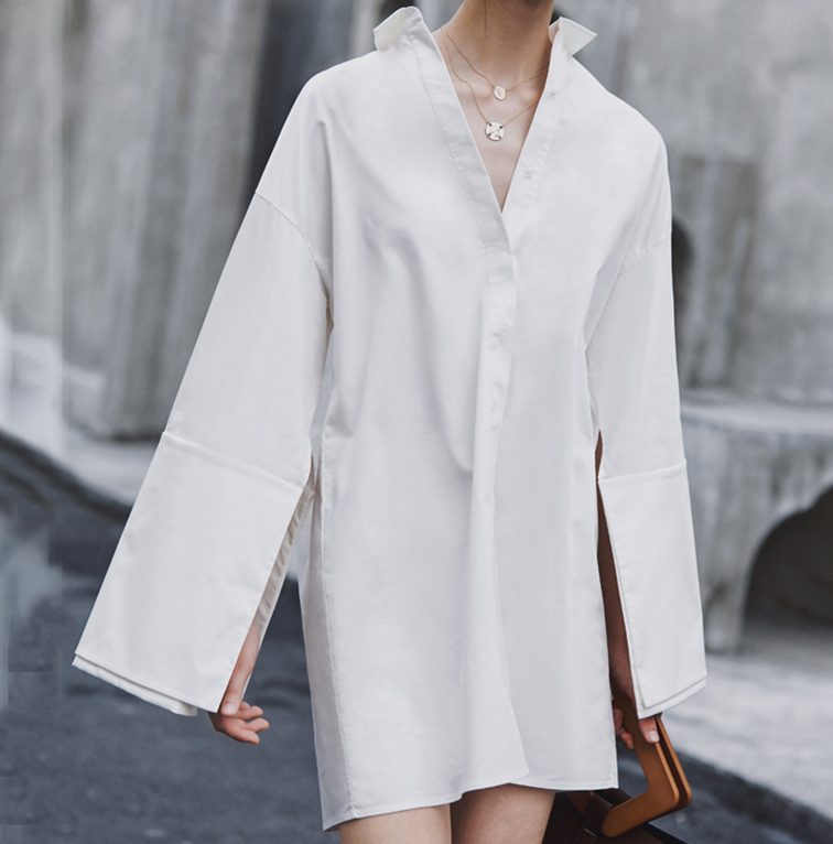 Women's loose shirt dress with lapel collar and side split, stylish and comfortable, from BACKUPMYFILESNOW.COM®