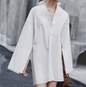 Women's loose shirt dress with lapel collar and side split, stylish and comfortable, from BACKUPMYFILESNOW.COM®