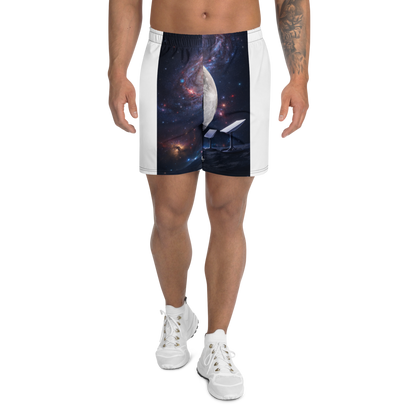 All-over print unisex athletic long shorts by BACKUPMYFILESNOW.COM® in white, featuring a vibrant, detailed pattern for active wear.