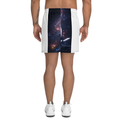 All-over print unisex athletic long shorts from BACKUPMYFILESNOW.COM® in white, featuring vibrant colorful patterns.