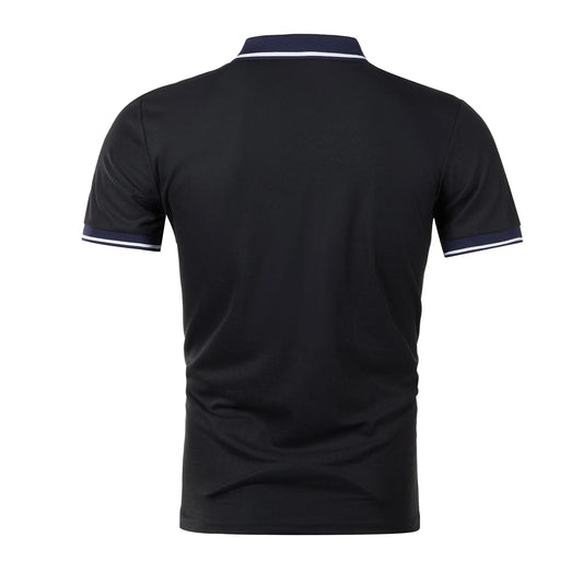 Men's white polo shirt by BACKUPMYFILESNOW.COM® with short sleeves, color lapel, casual summer style, perfect for everyday wear.