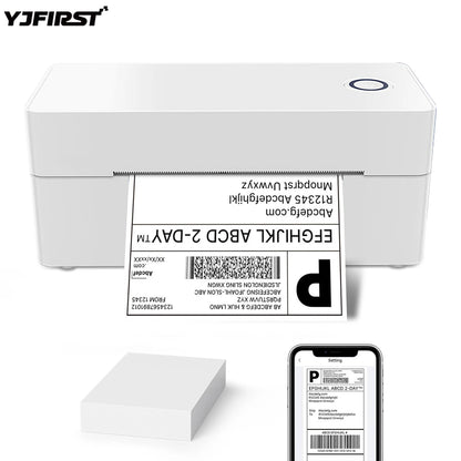 BackupMyFilesNow BT Mini Thermal Shipping Label Printer 4x6 for small business, USB connection, white compact design.