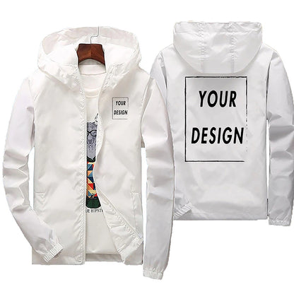 Men's waterproof autumn jacket with custom brand logo, windbreaker style, in green, black, and red, outdoor casual clothing, 6XL size
