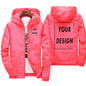 Custom brand logo men's autumn waterproof windbreaker jacket in green, black, and red, outdoor casual warm 6XL size.