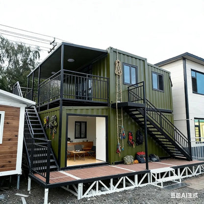 White 20ft and 40ft expandable container house by BACKUPMYFILESNOW.COM®, featuring 2 to 5 bedrooms, foldable and prefab luxury villa