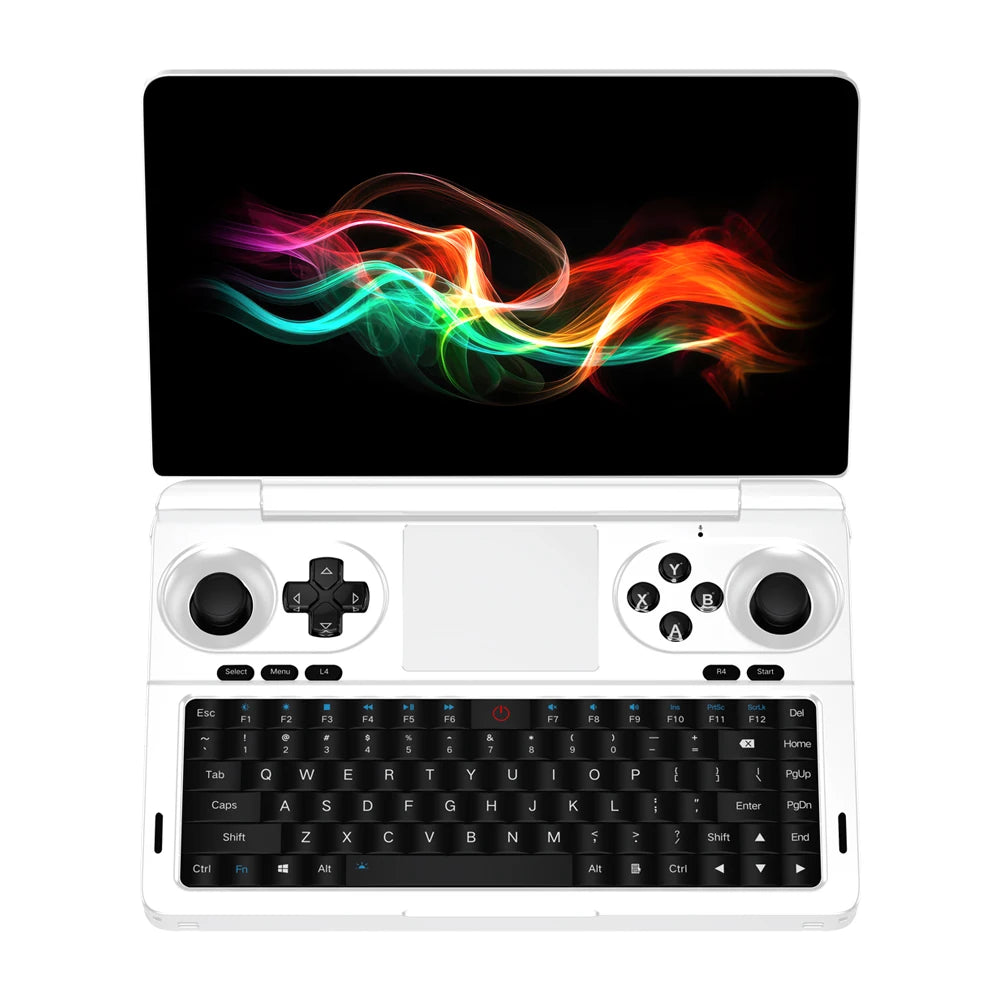 GPD WIN Mini 2025 handheld gamepad tablet with AMD AI, 7-inch screen, 16GB RAM, 1TB ROM, and portable mini PC design.