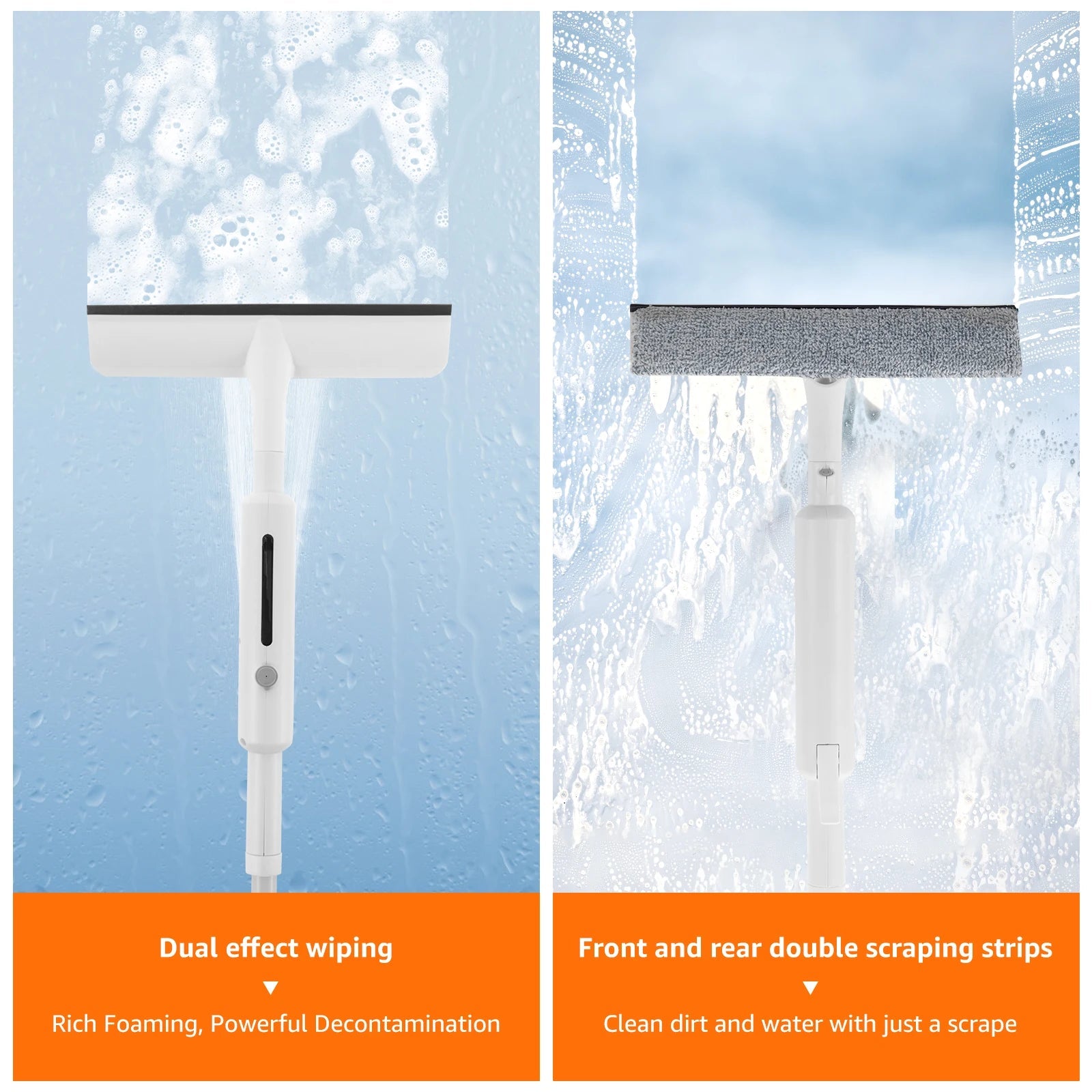 BackupMyFilesNow 2-in-1 extended window cleaning kit with spray, double-sided glass squeegee, duster, and mop for professional cleaning.