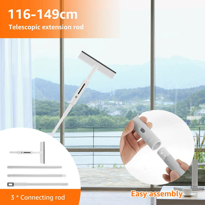BackupMyFilesNow® 2-in-1 extended window cleaning kit with double-sided squeegee, duster, and mop for professional glass cleaning.