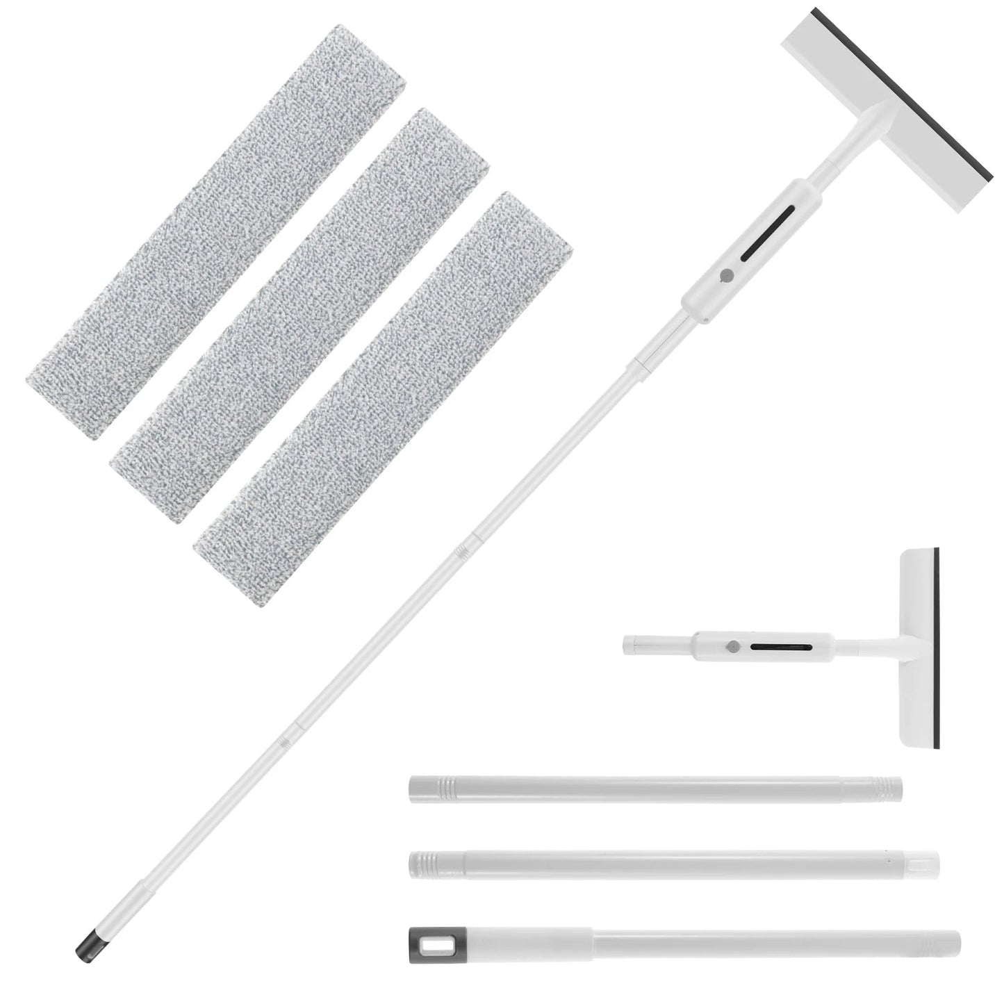 BACKUPMYFILESNOW® 2-in-1 extended window cleaning kit with spray, double-sided squeegee, cloth, and duster for professional glass cleaning.