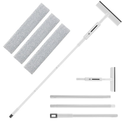 BACKUPMYFILESNOW® 2-in-1 extended window cleaning kit with spray, double-sided squeegee, cloth, and duster for professional glass cleaning.