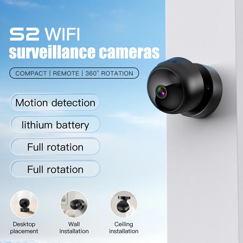 Smart 360° 4K wireless security camera with night vision and motion detection for indoor and outdoor home surveillance.