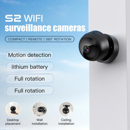 Smart 360° 4K wireless security camera with night vision and motion detection for indoor and outdoor home surveillance.
